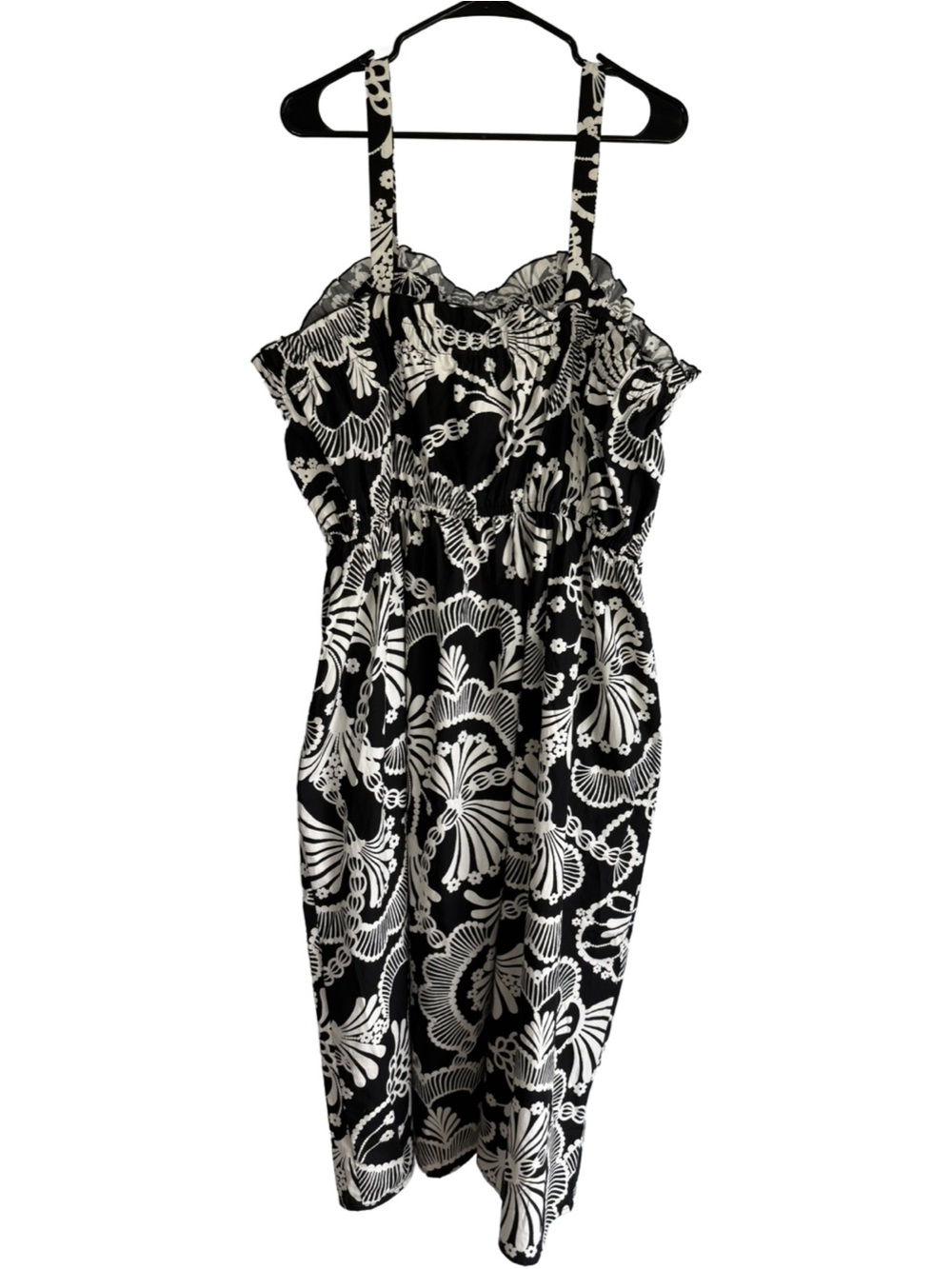 Banana Republic Factory B&W Poplin Elastic Floral-Print Midi Dress Size XXL NWT - Picture 3 of 8